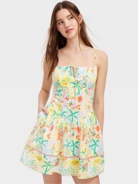 NWT Roller Rabbit x Target Vacation drop waist mini dress yellow/green sz large